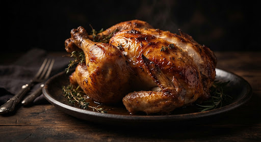 Cinematic roasted chicken background
